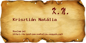 Krisztián Natália névjegykártya